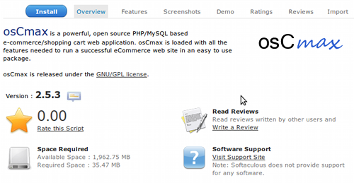 Softaculous osCmax Installer